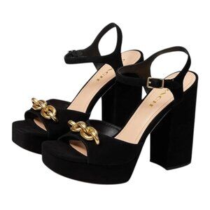 Coach Nicolette Suede Sandal Black, Size 6.5 B